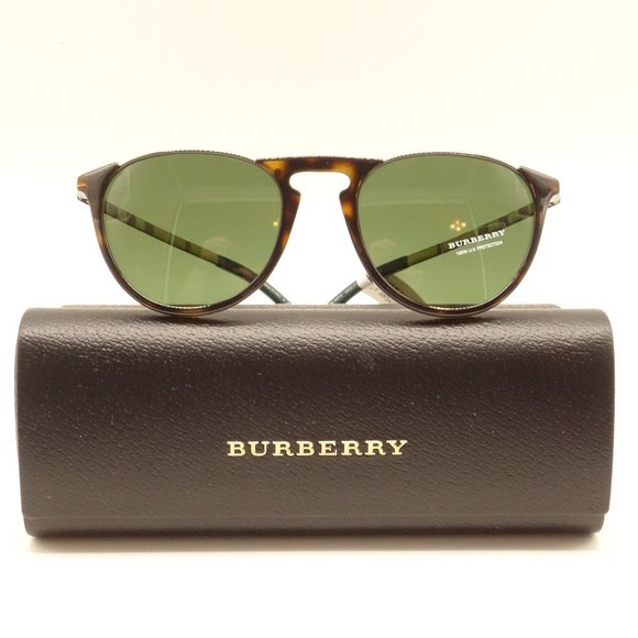 NWT BURBERRY Brown Round Tortoise Metal Sunglasses